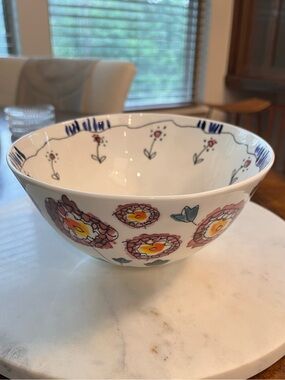 Marni Floral Ceramic Bowl in White, Pink, Yellow, Green